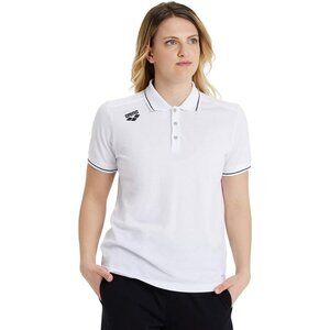 ARENA Unisex Team Solid Polo Shirt White Cotton Active Tee Regular Fit Size S